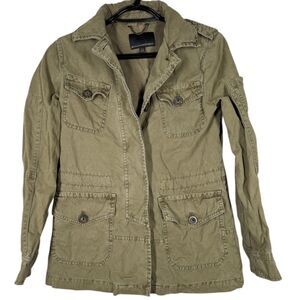 Banana Republic Womens Green Canvas Utility Barn Coat Sz XXS Cargo Button Up